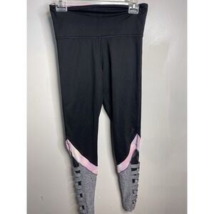 Victoria's Secret Pink Ultimate Leggings Black Gray Cutout/Mesh Detail Small